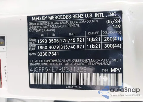 2024 Mercedes-Benz Gls 450 4Matic из США, поврежденный, VIN 4JGFF5KE7RB231828